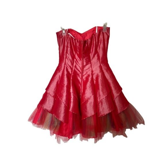 Vintage Y2K Stepping Out Pink Rainbow Tulle Poofy Strapless Prom Hoco Dress 9/10 - Picture 2 of 9